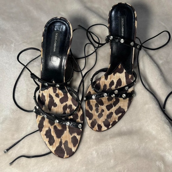 Dolce & Gabbana strappy lace up vintage 2003 mules heels - Picture 1 of 5
